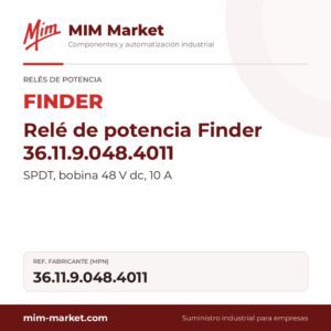 Relé de potencia Finder 36.11.9.048.4011 – SPDT, bobina 48 V dc, 10 A