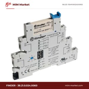 Relé temporizador Finder 38.21.0.024.0060 – 24 V ac / 60 V dc, Multifunción
