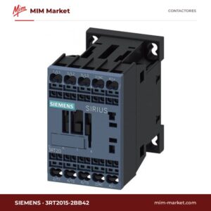Contactor Siemens 3RT2015-2BB42 – 3 polos, 7 A, 3 kW, bobina 24 V DC