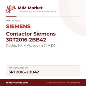 Contactor Siemens 3RT2016-2BB42 – 3 polos, 9 A, 4 kW, bobina 24 V DC