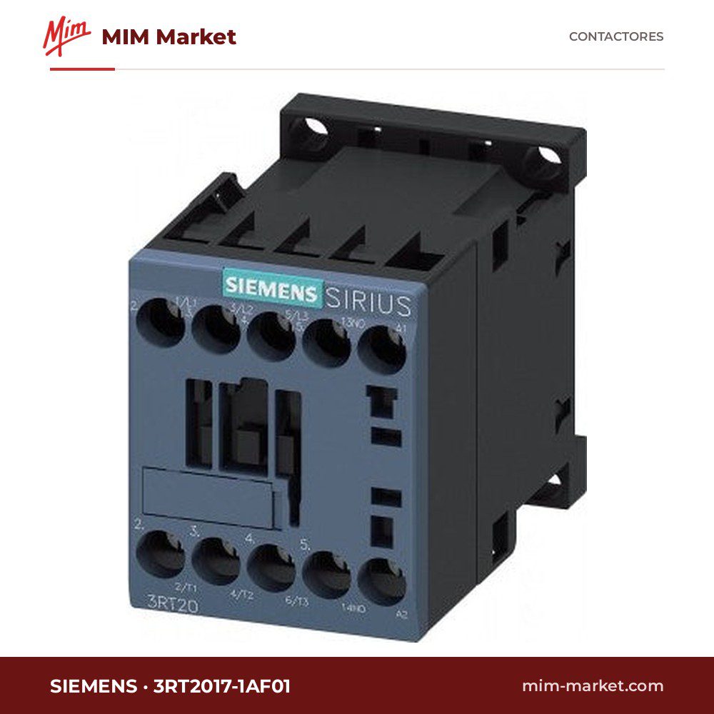 Contactor Siemens 3RT2017-1AF01 – 3 polos, 12 A, 5,5 kW, bobina 110 V AC