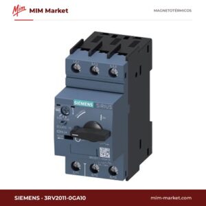 Guardamotor (interruptor automático de protección de motor) Siemens 3RV2011-0GA10 – SIRIUS 3RV2 S00, 0,45…0,63 A, CLASS 10, 100 kA a 400 V