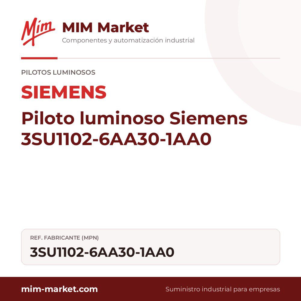 Piloto luminoso Siemens 3SU1102-6AA30-1AA0 – SIRIUS ACT 3SU11, 22 mm, 24 V ac/dc, amarillo
