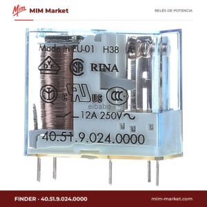 Relé de potencia Finder 40.51.9.024.0000 – SPDT, bobina 24 V dc, 10 A