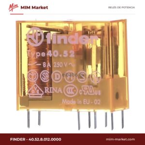 Relé de potencia Finder 40.52.8.012.0000 – DPDT, bobina 12 V ac, 8 A