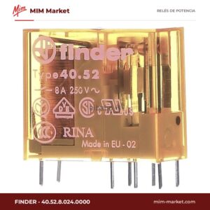 Relé de potencia Finder 40.52.8.024.0000 – DPDT, bobina 24 V ac, 8 A