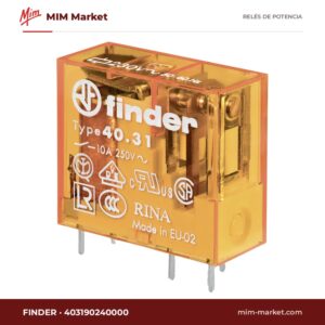 Relé de potencia Finder 403190240000 – SPDT, bobina 24 V dc, 12 A