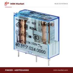 Relé de potencia Finder 405170240000 – SPDT, bobina 24 V dc, 12 A