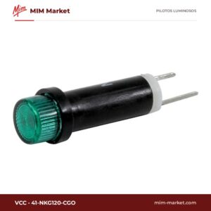 Piloto LED VCC 41-NKG120-CGO – serie 41, verde, 120 V, Ø6,35 mm, pines para circuito impreso