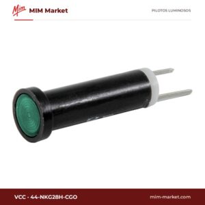 Piloto LED VCC 44-NKG28H-CGO – serie 44, verde, 28 V, Ø6,35 mm, pines para circuito impreso