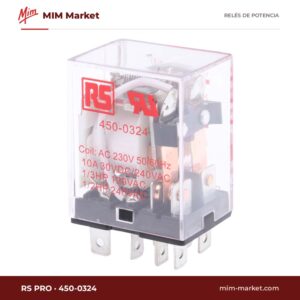 Relé de potencia RS PRO 450-0324 – DPDT, bobina 230 V ac, 10 A