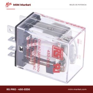 Relé de potencia RS PRO 450-0330 – DPDT, bobina 240 V ac, 10 A