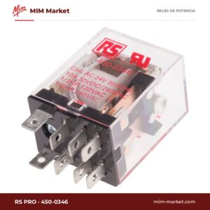 Relé de potencia RS PRO 450-0346 – DPDT, bobina 24 V ac, 10 A