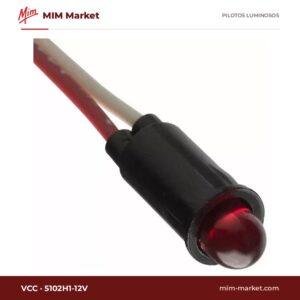 Piloto LED VCC 5102H1-12V – serie 5102H, rojo, 12 V, Ø6,35 mm, cables de 152 mm