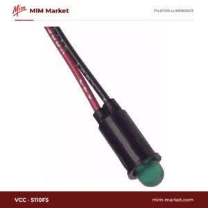 Piloto LED VCC 5110F5 – serie 5110F, verde, Vf típ. 2,2 V, Ø4,06 mm, cables de 112 mm