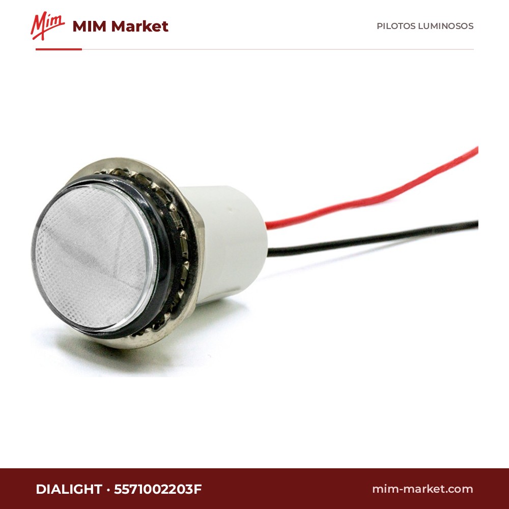Piloto LED Dialight 5571002203F – serie 557, blanco, 5 V DC, Ø17,46 mm, cables de 139,7 mm