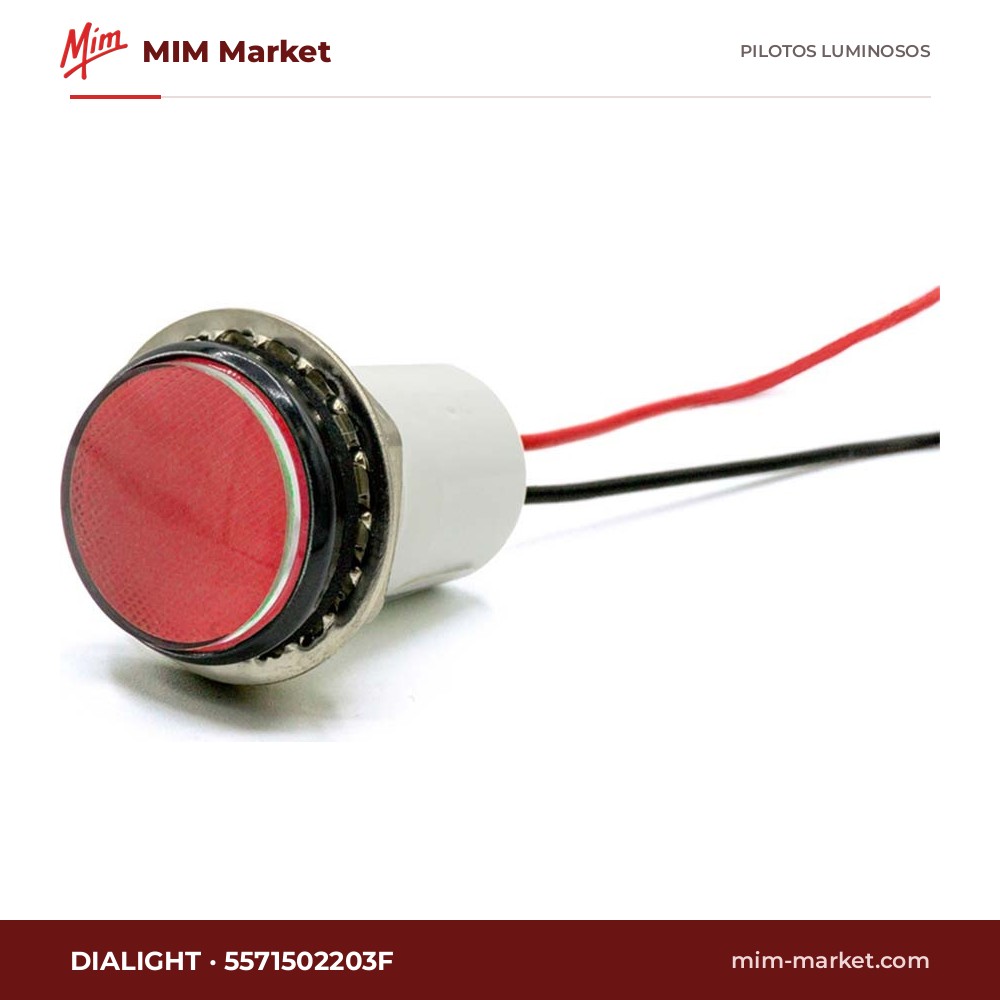 Piloto LED Dialight 5571502203F – serie 557, rojo, 5 V DC, Ø17,46 mm, cables de 139,7 mm