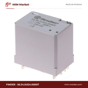 Relé de potencia Finder 56.34.9.024.0000T – 4PDT, bobina 24 V dc, 12 A