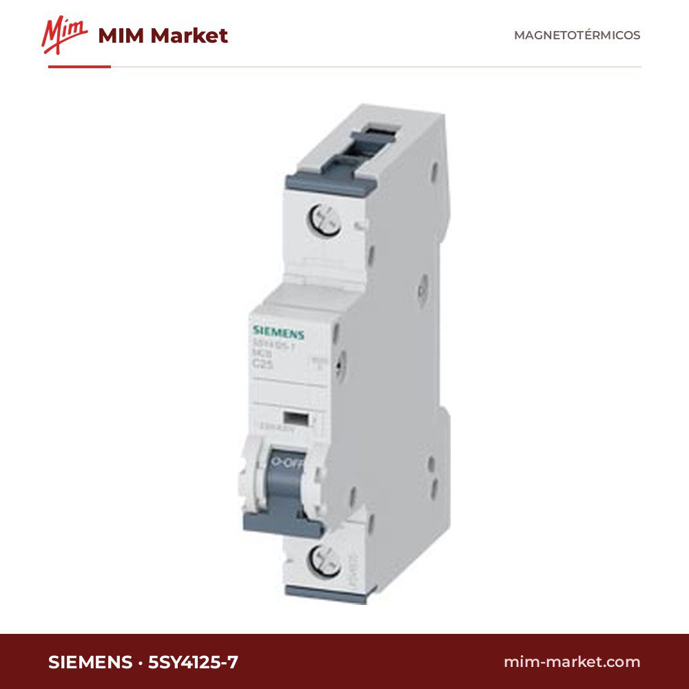 Interruptor magnetotérmico Siemens 5SY4125-7 – 1 polo, 25A, Tipo C, 10kA