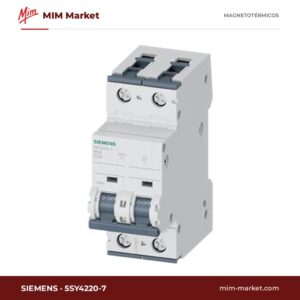 Interruptor magnetotérmico Siemens 5SY4220-7 – 2 polos, 20A, Tipo C, 10kA