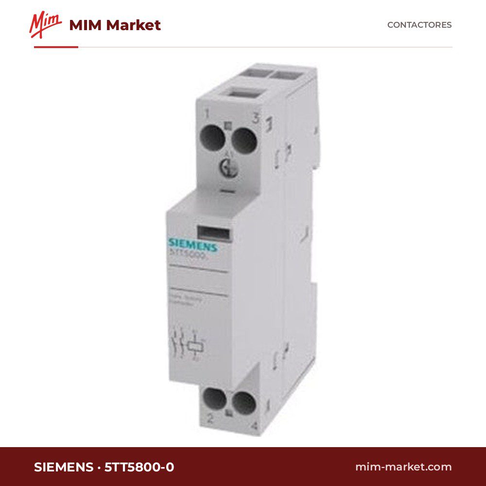 Contactor Siemens 5TT5800-0 – 2 polos, 20 A, bobina 230 V AC