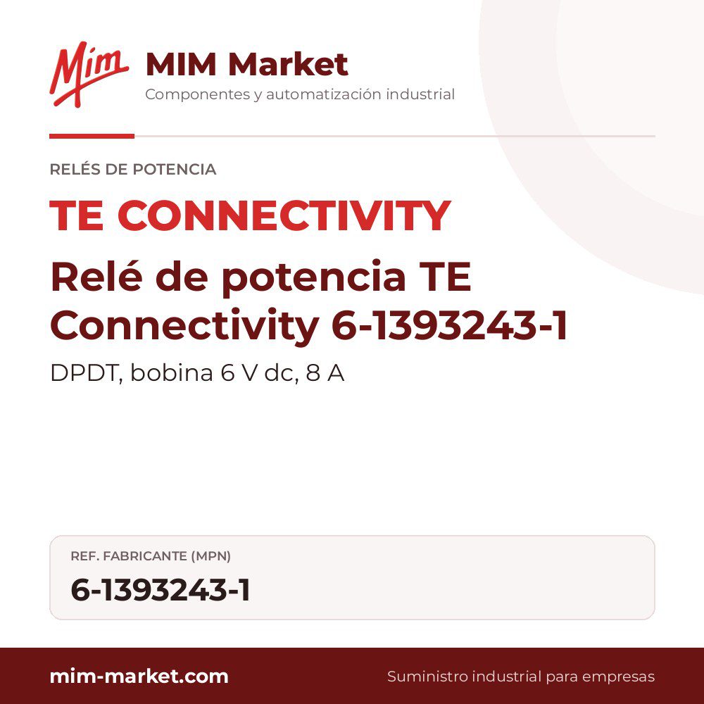 Relé de potencia TE Connectivity 6-1393243-1 – DPDT, bobina 6 V dc, 8 A