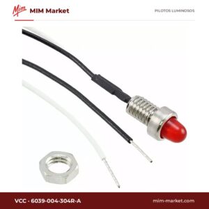 Piloto LED VCC 6039-004-304R-A – serie 6039, rojo, Vf típ. 2 V, Ø4,83 mm, cables