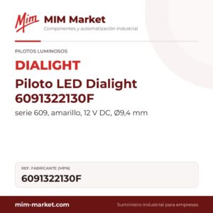Piloto LED Dialight 6091322130F – serie 609, amarillo, 12 V DC, Ø9,4 mm