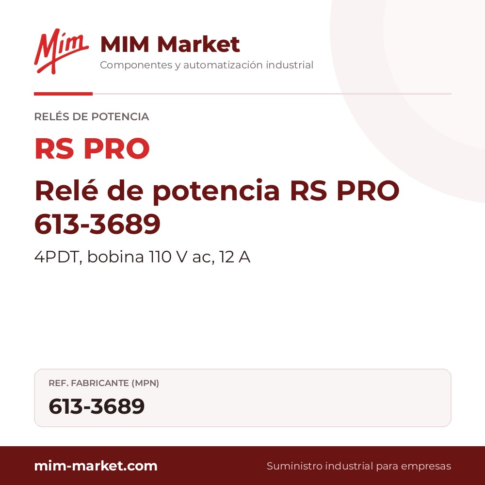 Relé de potencia RS PRO 613-3689 – 4PDT, bobina 110 V ac, 12 A