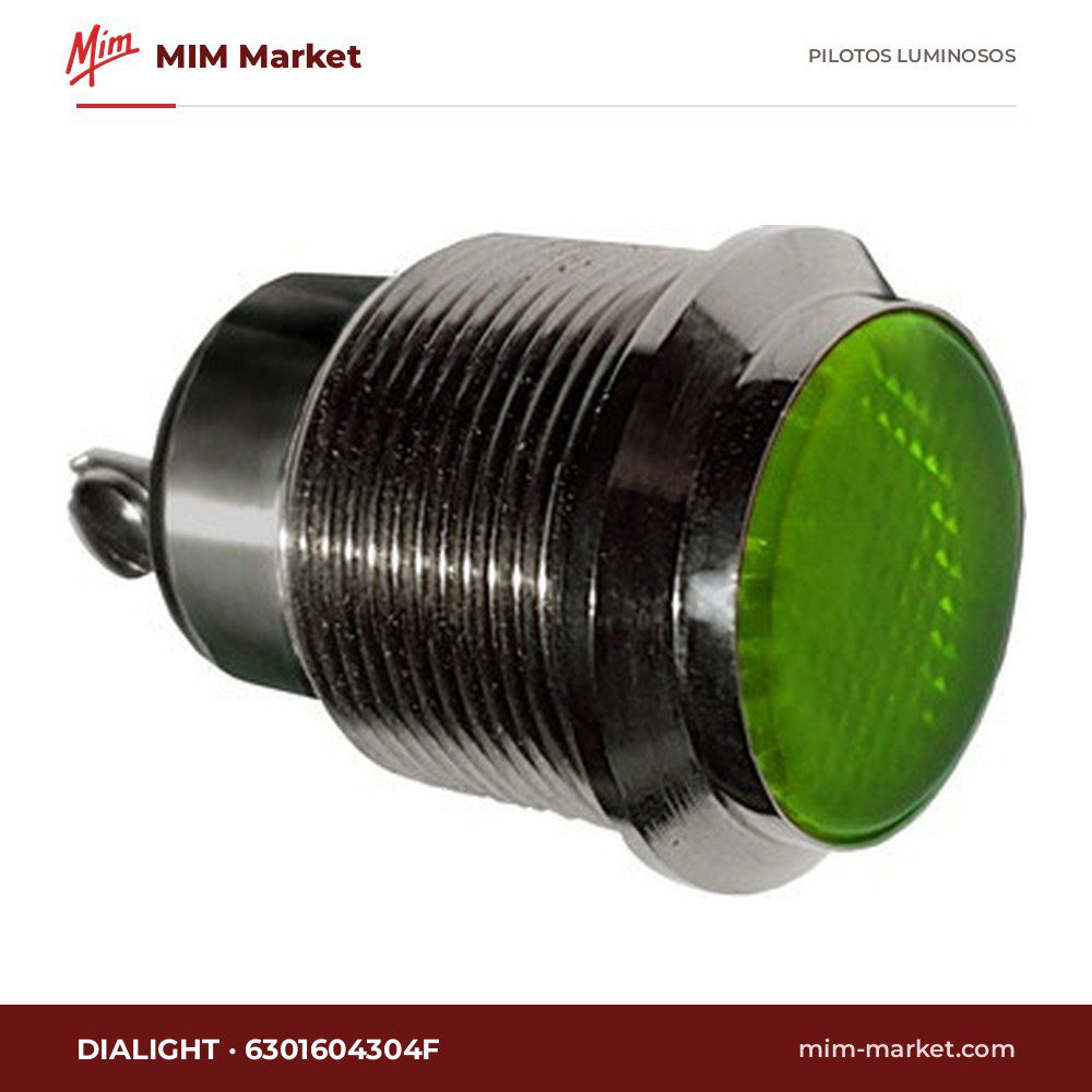 Piloto LED Dialight 6301604304F – serie 630, verde, 24 V DC, Ø30 mm, bornes de tornillo 6-32, IP66, NEMA 4X