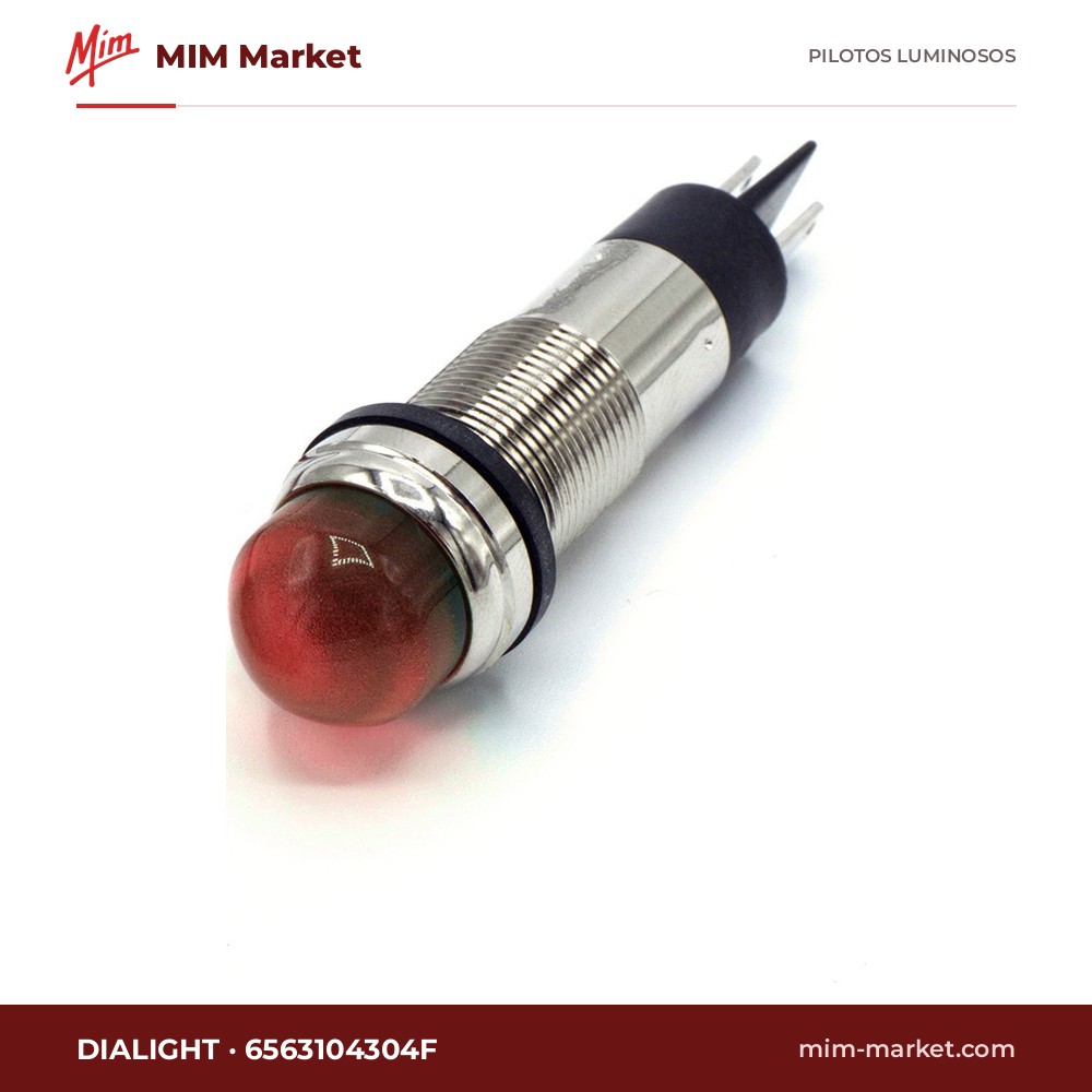 Piloto LED Dialight 6563104304F – serie 656, rojo, 24 V DC, Ø12,7 mm, faston, IP66, NEMA 4X