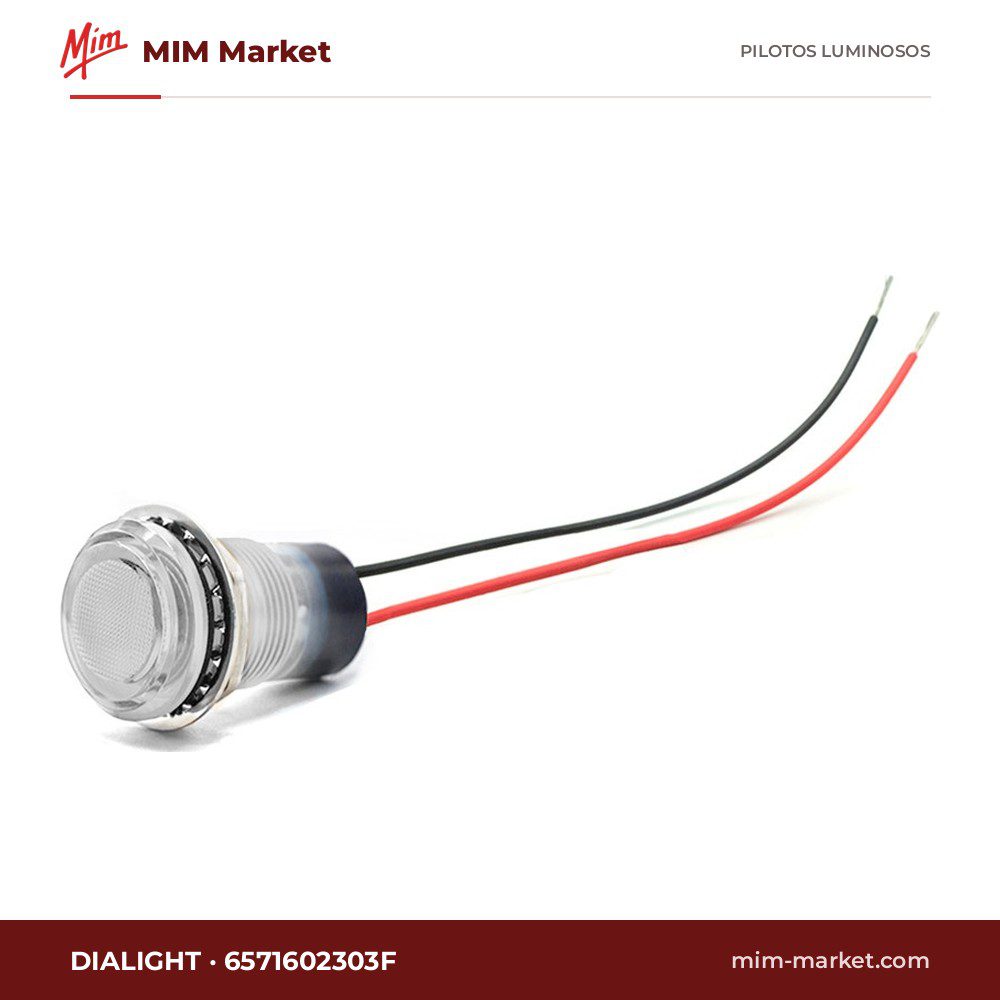 Piloto LED Dialight 6571602303F – serie 657, verde, 5 V DC, Ø17,45 mm, cables de 152,4 mm, IP67, NEMA 4X