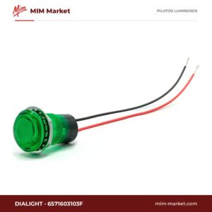 Piloto LED Dialight 6571603103F – serie 657, verde, 12 V DC, Ø17,45 mm, cables de 152,4 mm, IP67, NEMA 4X