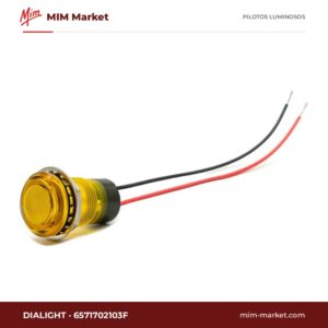 Piloto LED Dialight 6571702103F – serie 657, amarillo, 5 V DC, Ø17,45 mm, cables de 152,4 mm, IP67, NEMA 4X