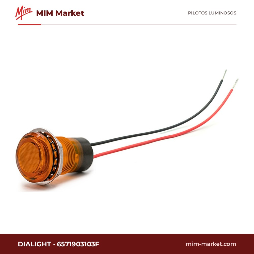 Piloto LED Dialight 6571903103F – serie 657, anaranjado, 12 V DC, Ø17,45 mm, cables de 152,4 mm, IP67, NEMA 4X