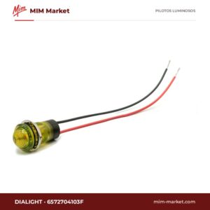 Piloto LED Dialight 6572704103F – serie 657, amarillo, 24 V DC, Ø17,45 mm, cables de 152,4 mm, IP67, NEMA 4X