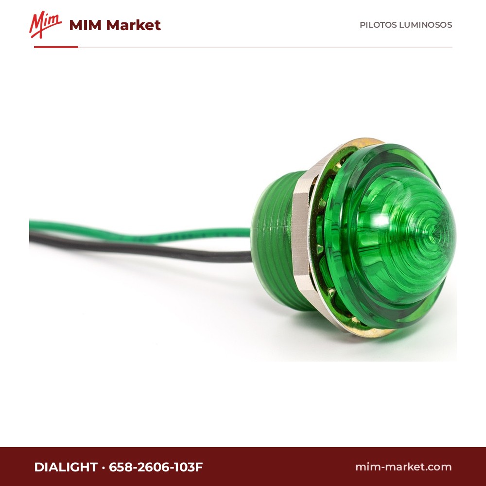 Piloto LED Dialight 658-2606-103F – serie 658, verde, 8…60 V DC, Ø25,4 mm