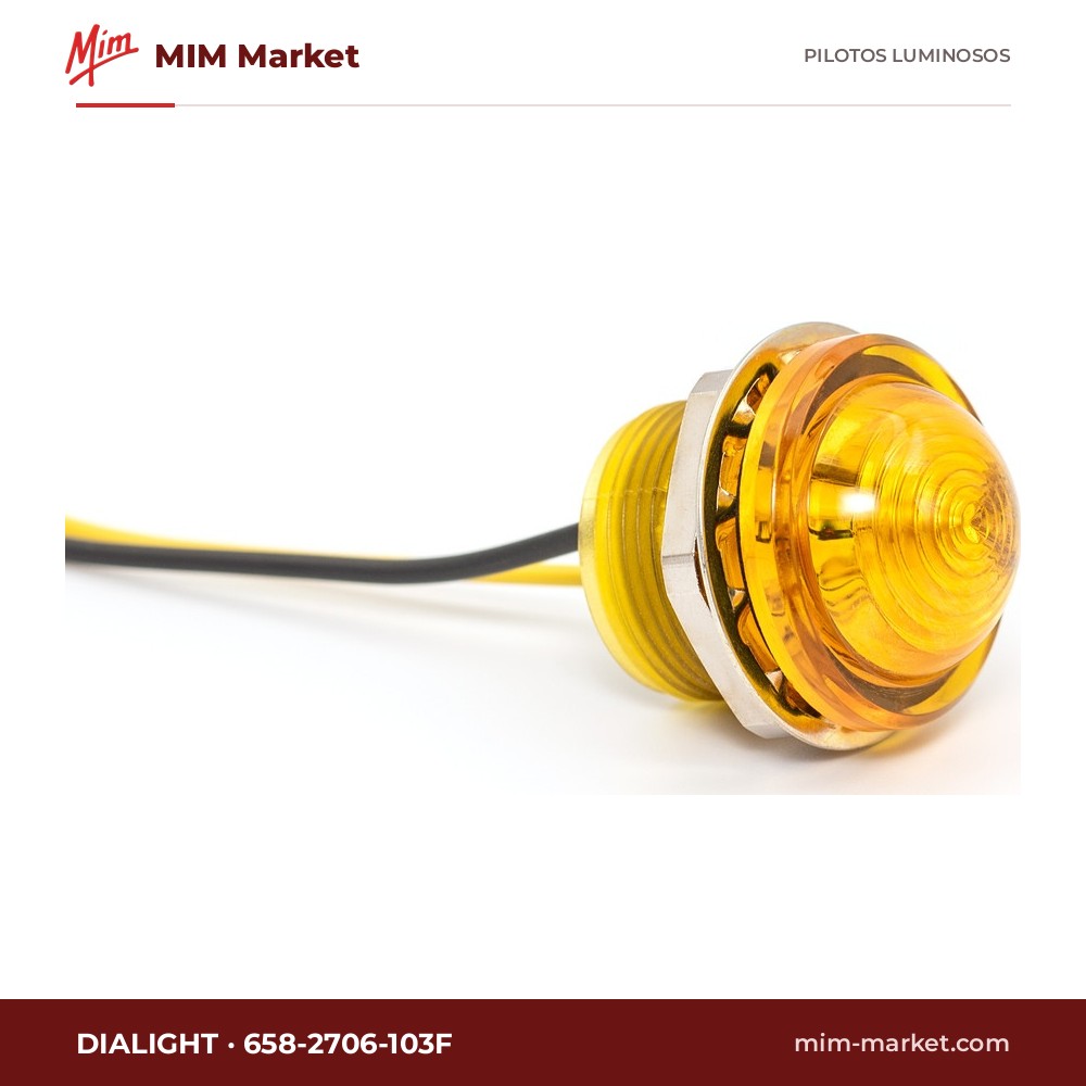 Piloto LED Dialight 658-2706-103F – serie 658, amarillo, 8…60 V DC, Ø25,4 mm