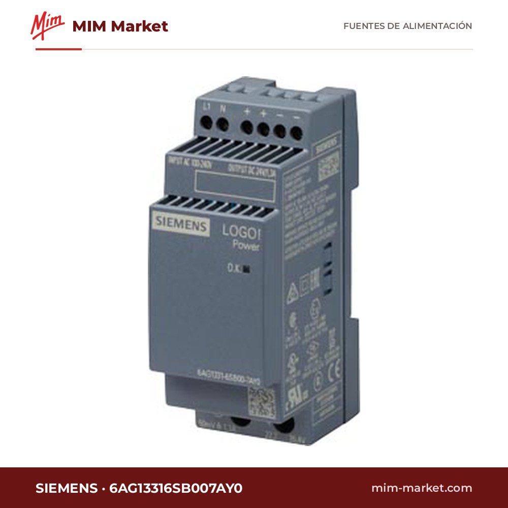Fuente de alimentación carril DIN Siemens 6AG13316SB007AY0 – 24 V DC, 1,3 A, 31 W