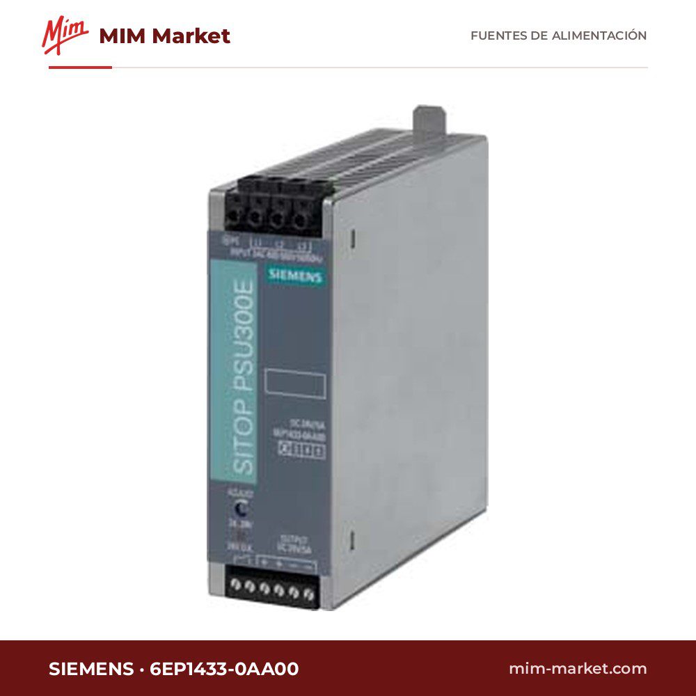 Fuente de alimentación carril DIN Siemens 6EP1433-0AA00 – 24 V DC, 5 A, 120 W