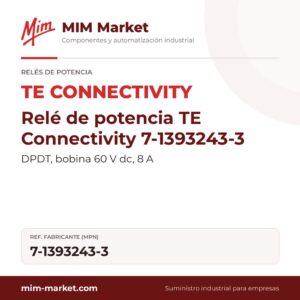 Relé de potencia TE Connectivity 7-1393243-3 – DPDT, bobina 60 V dc, 8 A
