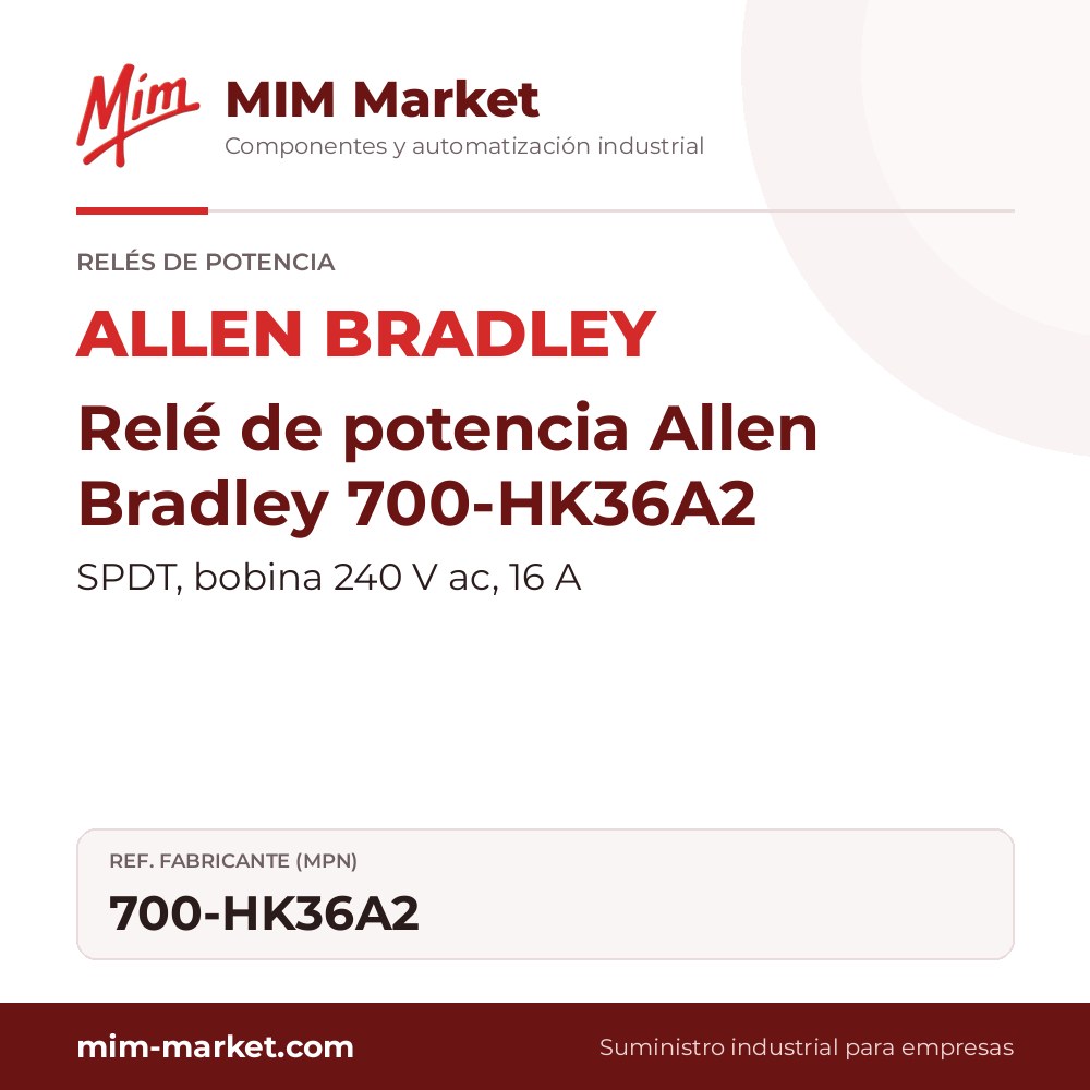 Relé de potencia Allen Bradley 700-HK36A2 – SPDT, bobina 240 V ac, 16 A