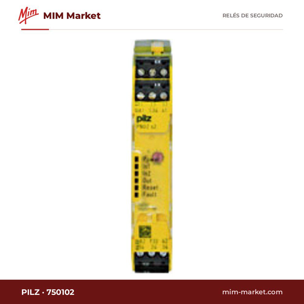 Relé de seguridad Pilz 750102 – 24 V DC, 3 contactos de seguridad
