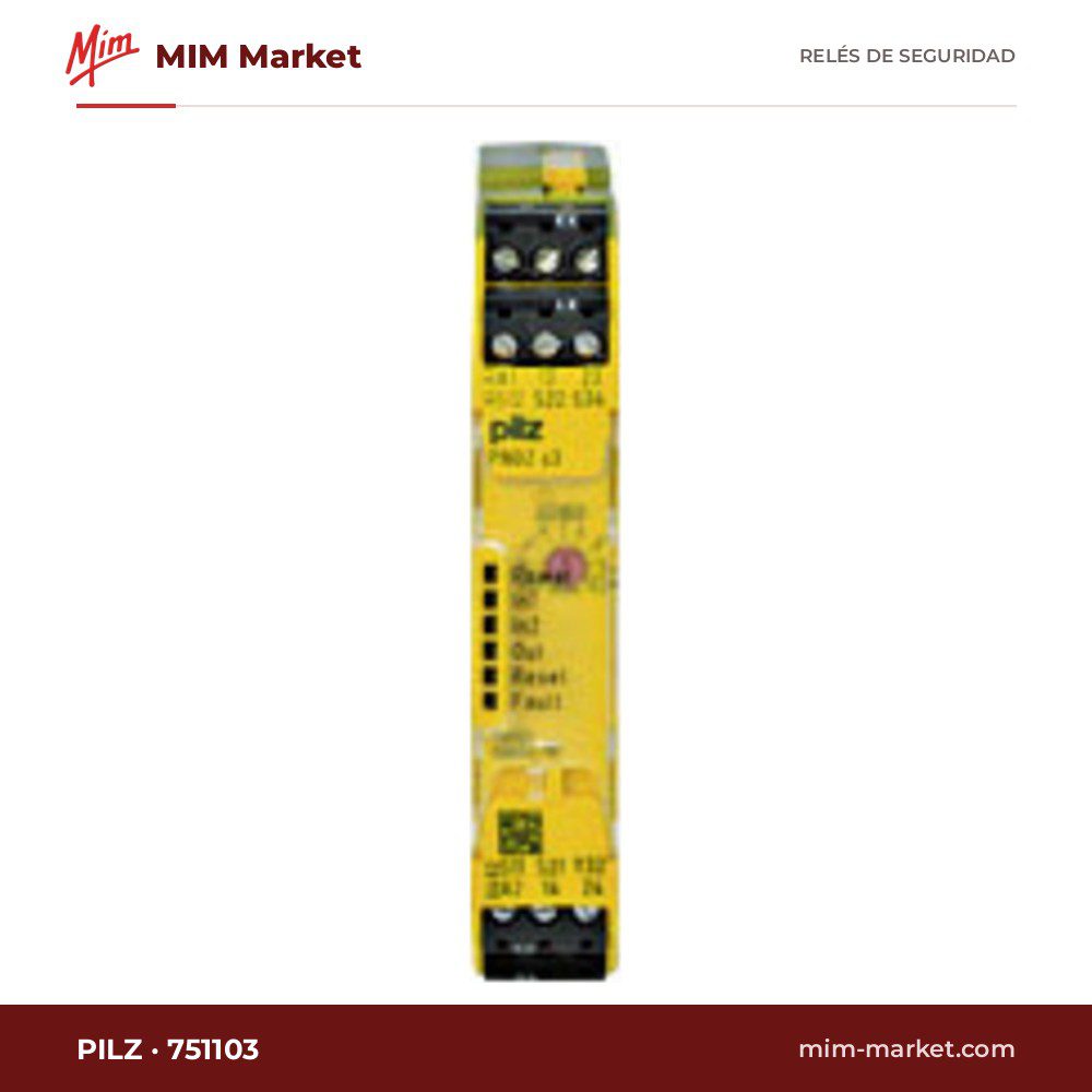 Relé de seguridad Pilz 751103 – 24 V DC, 2 contactos de seguridad