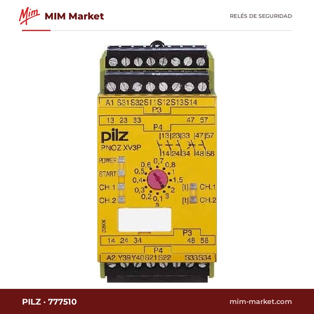 Relé de seguridad Pilz 777510 – 24 V DC, 5 contactos de seguridad