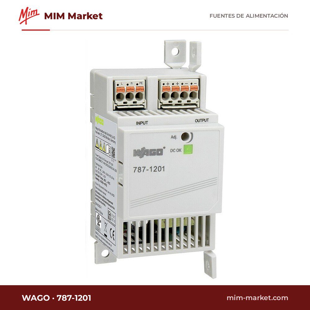 Fuente de alimentación carril DIN WAGO 787-1201 – 12 V DC, 2,5 A, 30 W