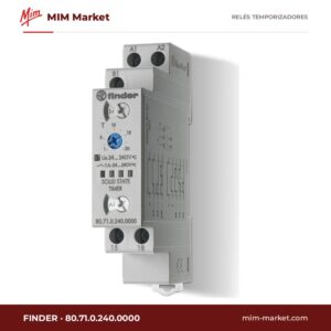 Relé temporizador Finder 80.71.0.240.0000 – Multifunción, 0.1 s → 24 h, 1 contacto SPST