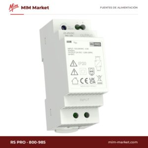 Fuente de alimentación carril DIN RS PRO 800-985 – 24 V DC, 1,25 A, 30 W