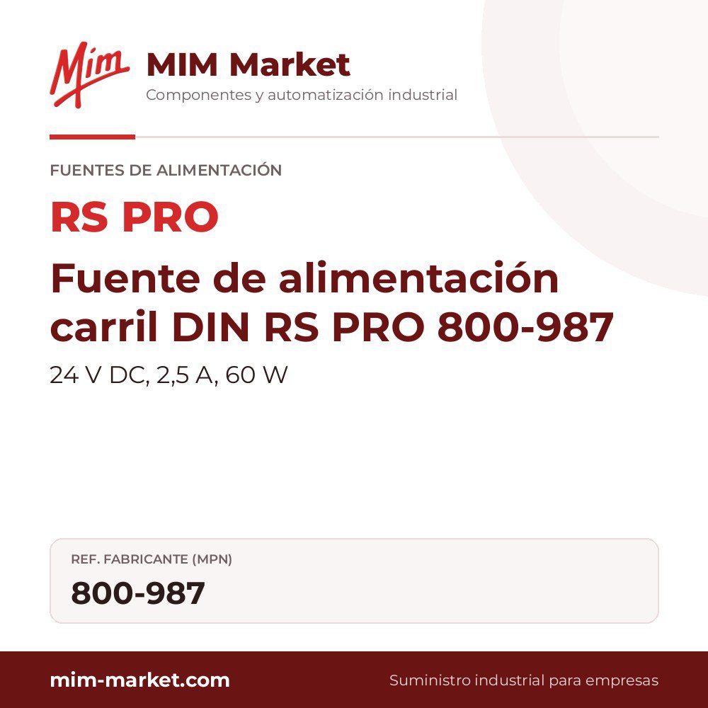 Fuente de alimentación carril DIN RS PRO 800-987 – 24 V DC, 2,5 A, 60 W