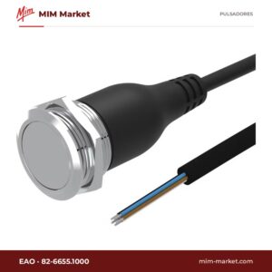 Pulsador antivandálico EAO 82-6655.1000 – serie 82, 22 mm, acero inoxidable 316L, momentáneo, sin iluminación, cable 200 mm, IP67